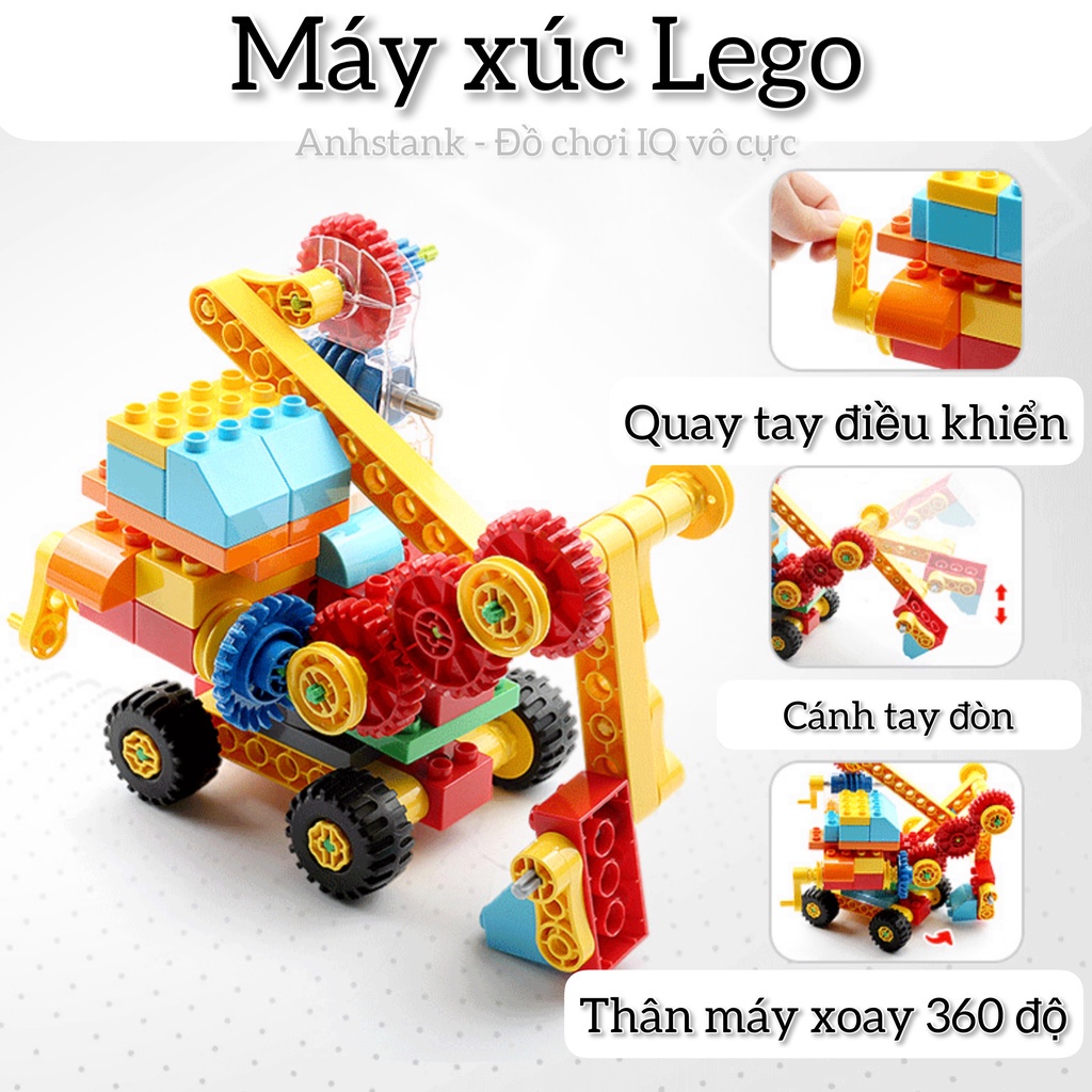 Lego kích cỡ to Duplo Xếp hình Kỹ sư cơ khí Siêu động cơ STEM, động cơ hoạt động 8h bảo hành 1 đổi 1