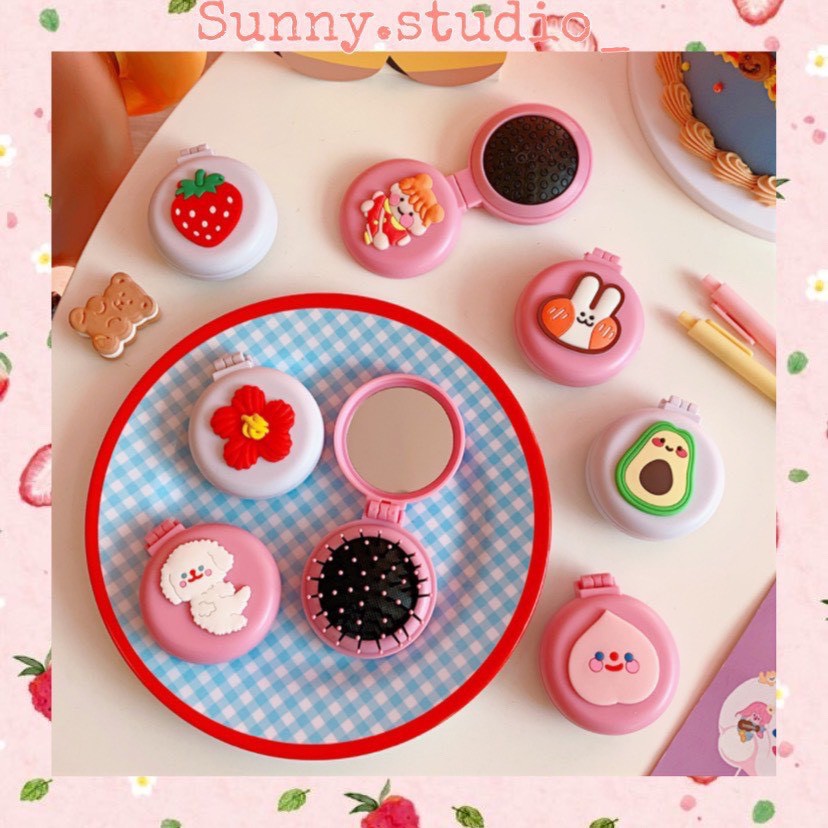 Lược Gấp Kèm Gương Mini Phong Cách Hàn Quốc Dễ Thương - Shop Giao Mẫu Ngẫu Nhiên