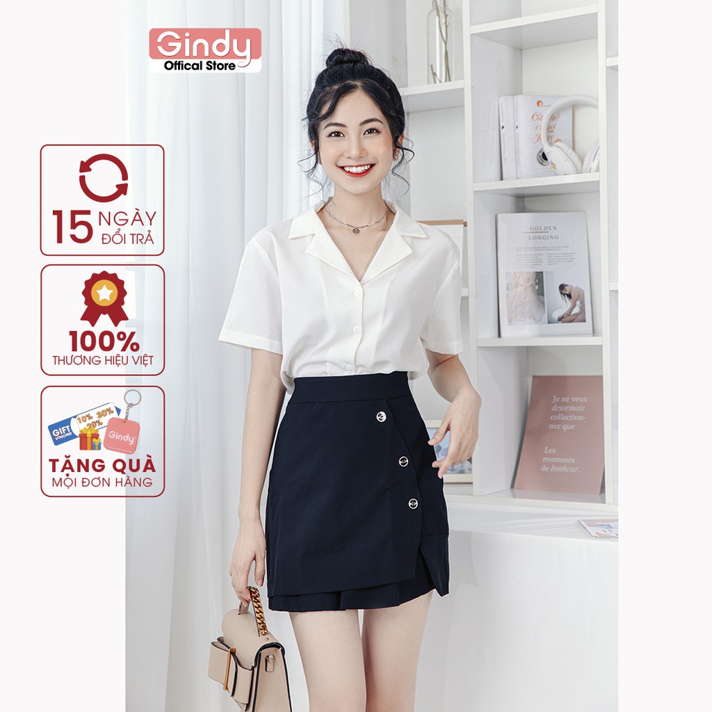 Chân Váy ngắn chữ A GINDY  3 cúc gấu bèo thời trang hàng thiết kế V5165 | BigBuy360 - bigbuy360.vn