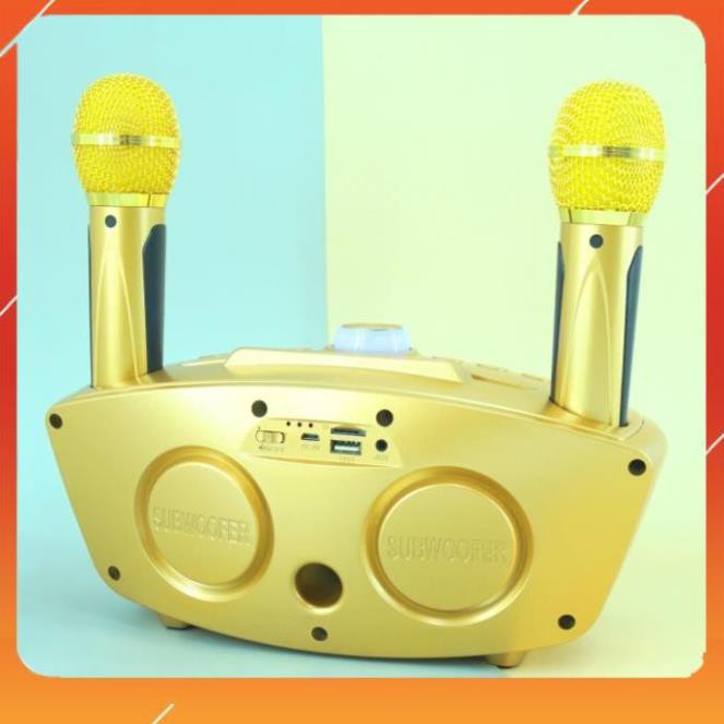 ✨chính hãngLoa kèm micro hát karaoke Bluetooth SD-306 Không dây- tặng kèm 2 mic - BH 6 THÁNG
