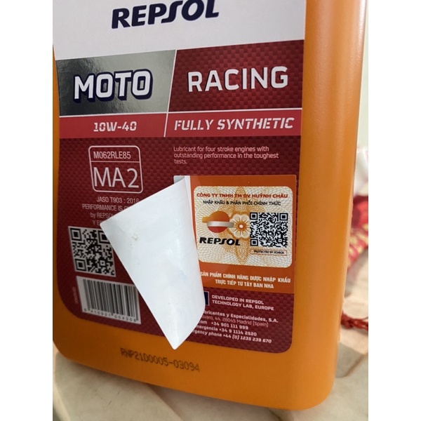 NHỚT REPSOL MOTO RACING 4T 10W40 FULLY SYNTHETIC