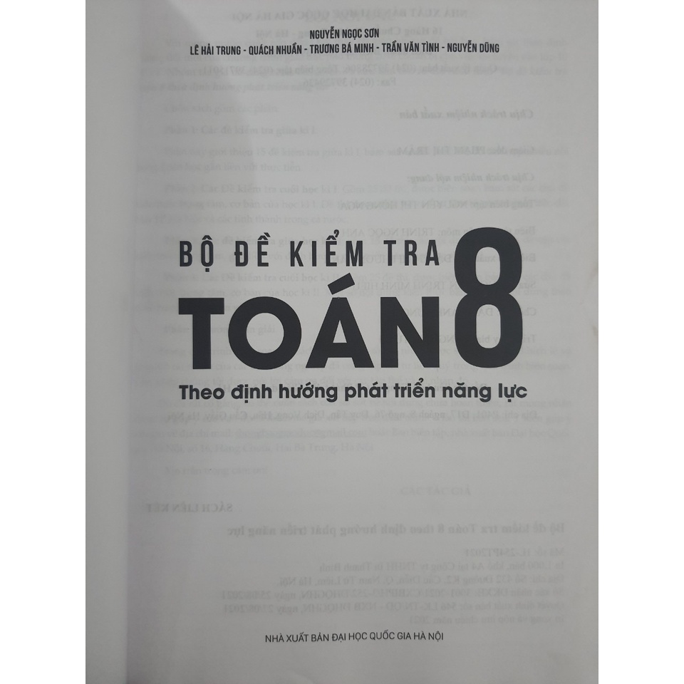 Sách - Bộ đề kiểm tra Toán 8 - Theo định hướng phát triển năng lực