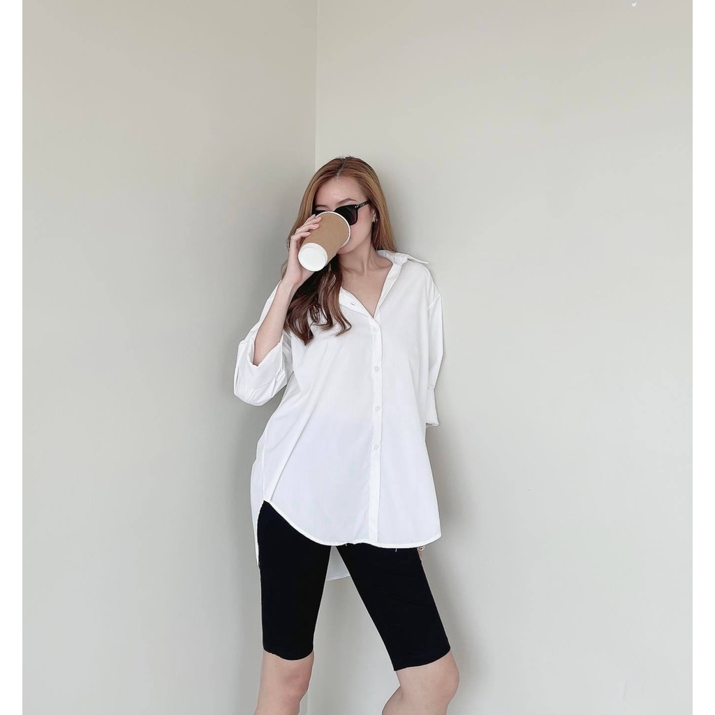 [HÀNG THIẾT KẾ CAO CẤP] Áo Sơ Mi Basis Oversized Form Rộng Đi Học / Công Sở Màu Trắng / Đen