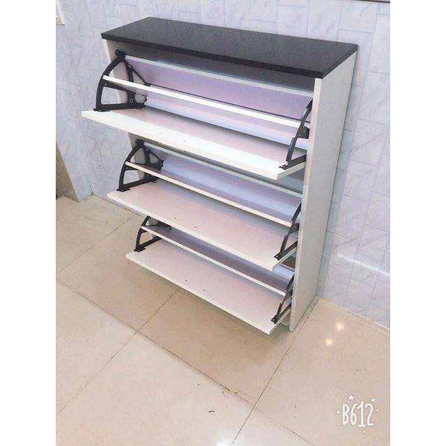 Tủ giày thông mình 3 tầng, kệ giày gỗ PUCA cao cấp 80cm*28cm*1m15