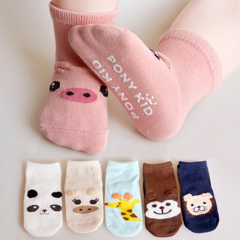 Tất cao cổ cotton chống trơn trượt họa tiết đáng yêu Pony Kid cho bé từ 0-3 tuổi