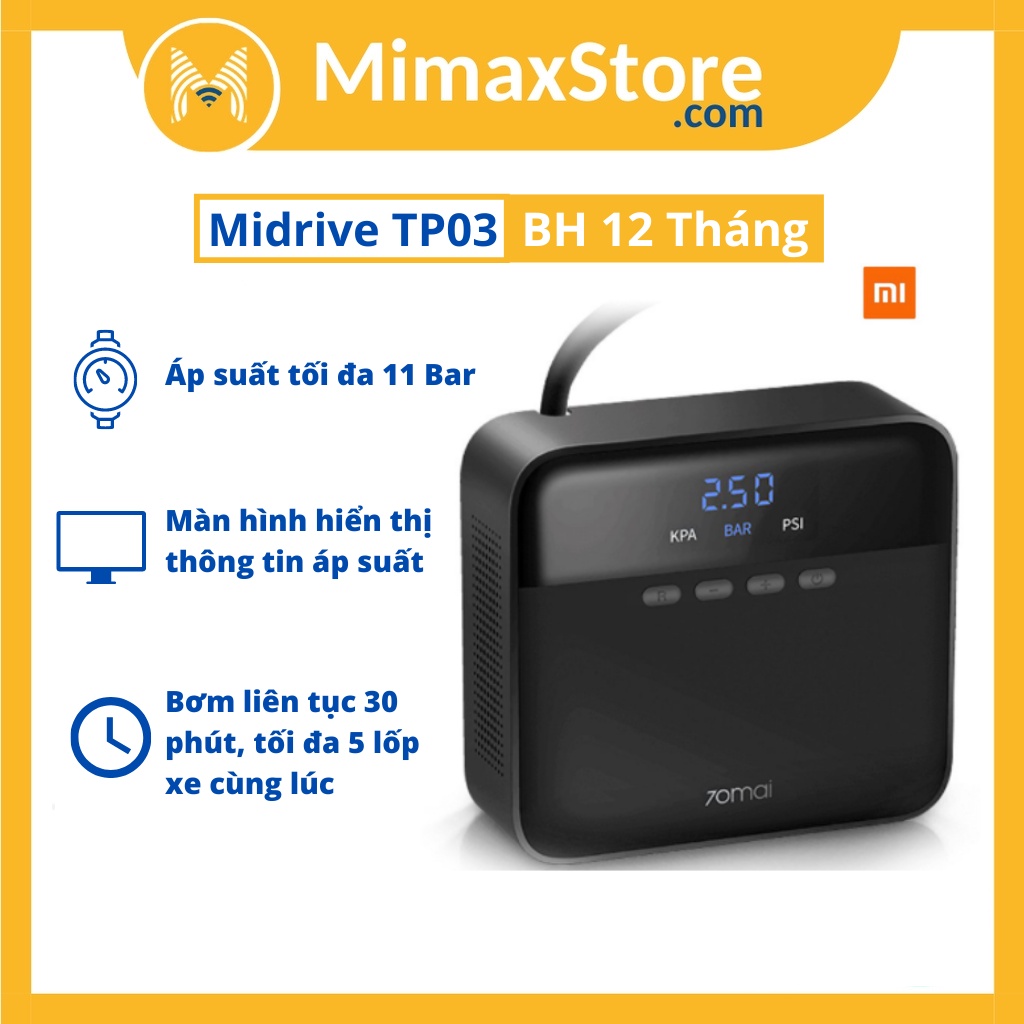 Máy Bơm Lốp Xe Ô Tô 70mai Air Compressor Lite Midrive TP03 | Hàng Chính Hãng | BH 12T | Mimax Store