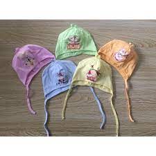 Mũ cotton Hằng Trang cho bé sơ sinh, có dây buộc, hàng đẹp mềm mịn