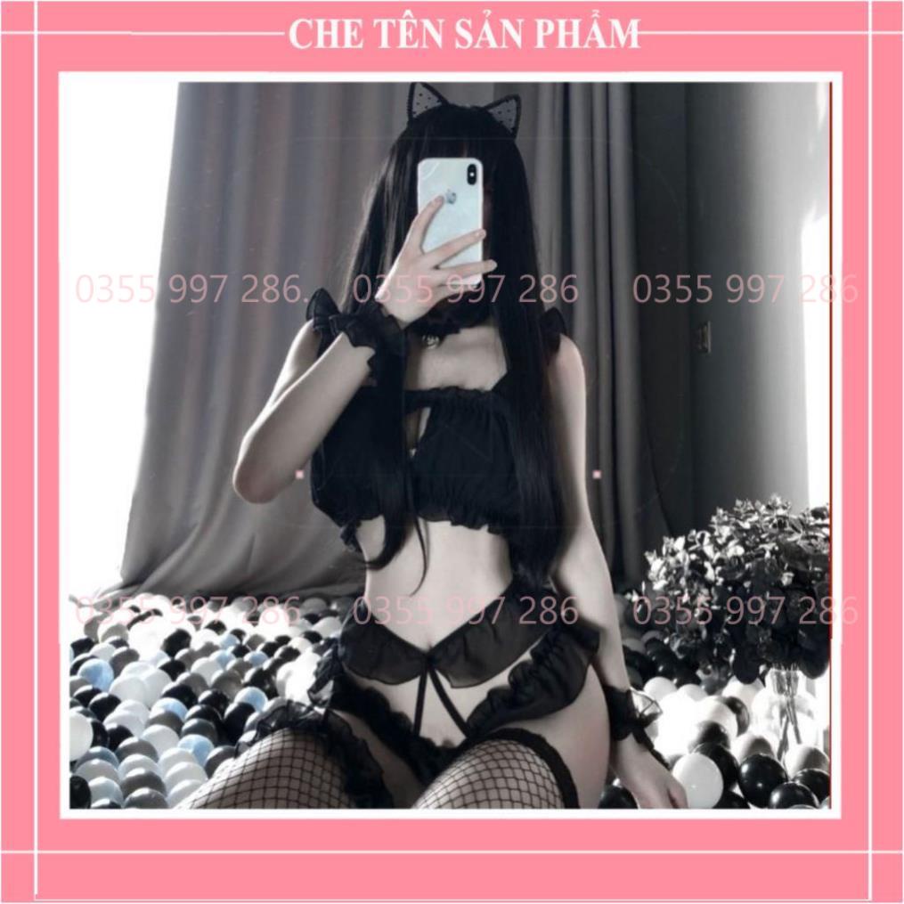 Bộ đồ ngủ Cosplay Trái Tim Đính Chuông - Set nội y hầu gái mèo con gợi cảm QuinBee - Lolita X | BigBuy360 - bigbuy360.vn