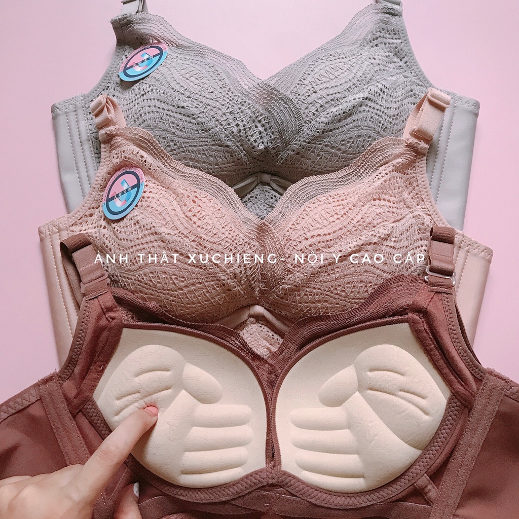 Áo lót Xuchieng đệm dày không gọng tạo khe nâng size hiệu quả cho nàng "hạt lép" với mút hình bàn tay êm ái 2021