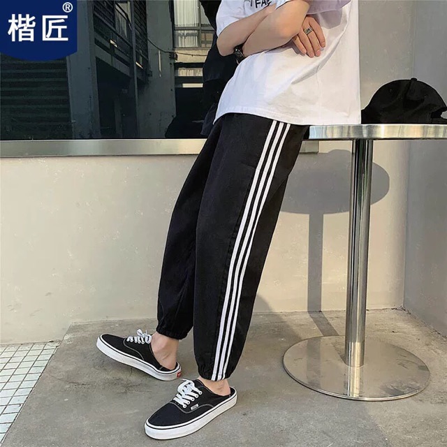 Quần thể thao nam nữ 3 sọc bo chun, Quần jogger 3 sọc line Unisex