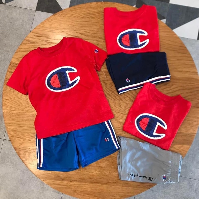 Bộ short thể thao Champion đỏ bé trai
