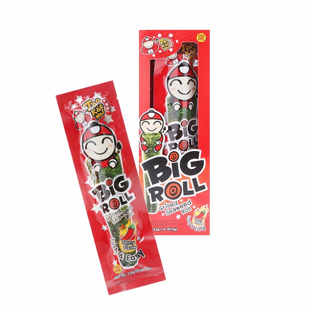 Hộp 6 gói rong biển ăn liền TaoKaeNoi BIG ROLL - Vị Cay (3,6g/gói)