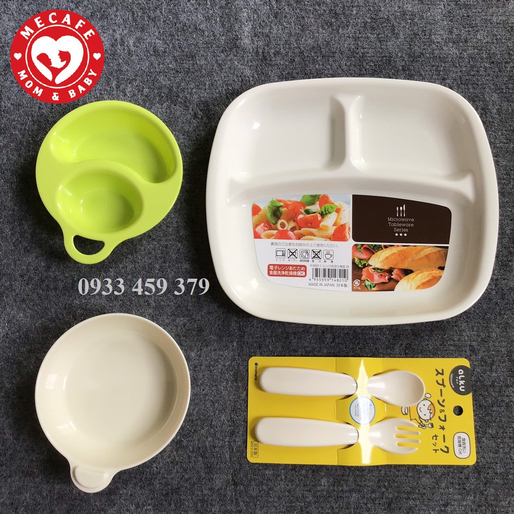 Bộ đồ dùng ăn dặm cho bé Khay-bát-thìa-nĩa nhập khẩu từ Nhật Bản