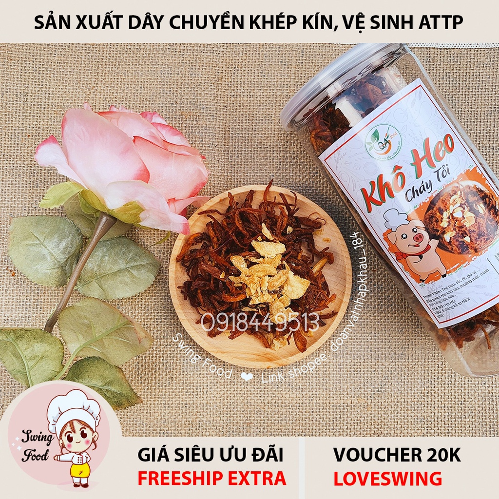 Hũ Khô Heo Cháy Tỏi 300g 💖 FREESHIP 💖 Heo cháy tỏi loại 1, thịt heo thật tươi ngon chất lượng thượng hạng