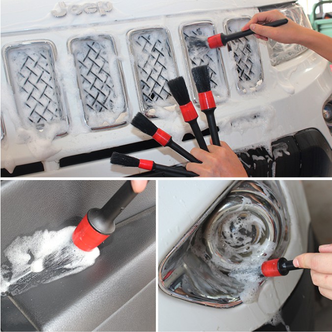 Bộ 5 cọ vệ sinh chi tiết nhỏ trên xe hơi làm sạch máy điều hòa không khí trong xe tiện dụng