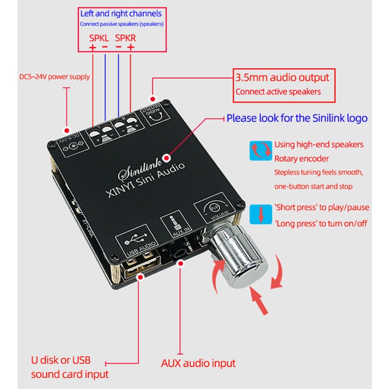Bảng mạch khuếch đại âm thanh bluetooth Mojito hai kênh dc 6-24v 100w không có mật khẩu