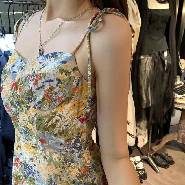 Đầm Nữ Dáng Chữ A Họa Tiết Hoa Phong Cách Hàn Quốc Quyến Rũ
