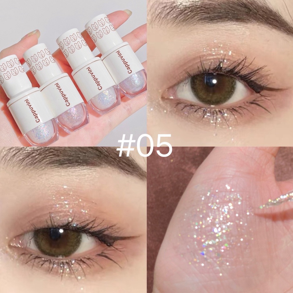 Nhũ mắt bắt sáng Cappuvini dạng gel lỏng trang điểm mắt nhũ hạt màu kim tuyến nhiều màu tạo hiệu ứng long lanh nổi bật