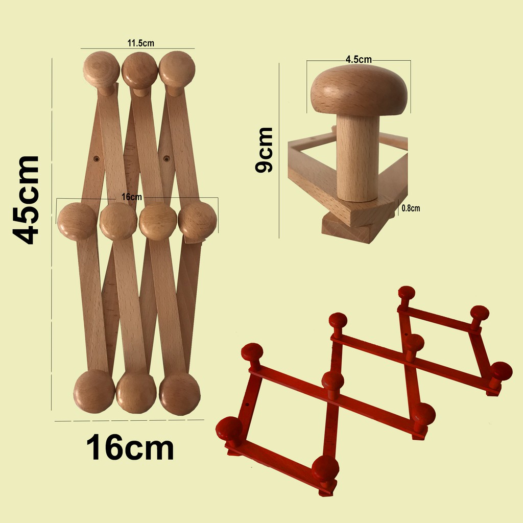 Móc áo xếp treo quần áo bằng gỗ Beech nhập khẩu