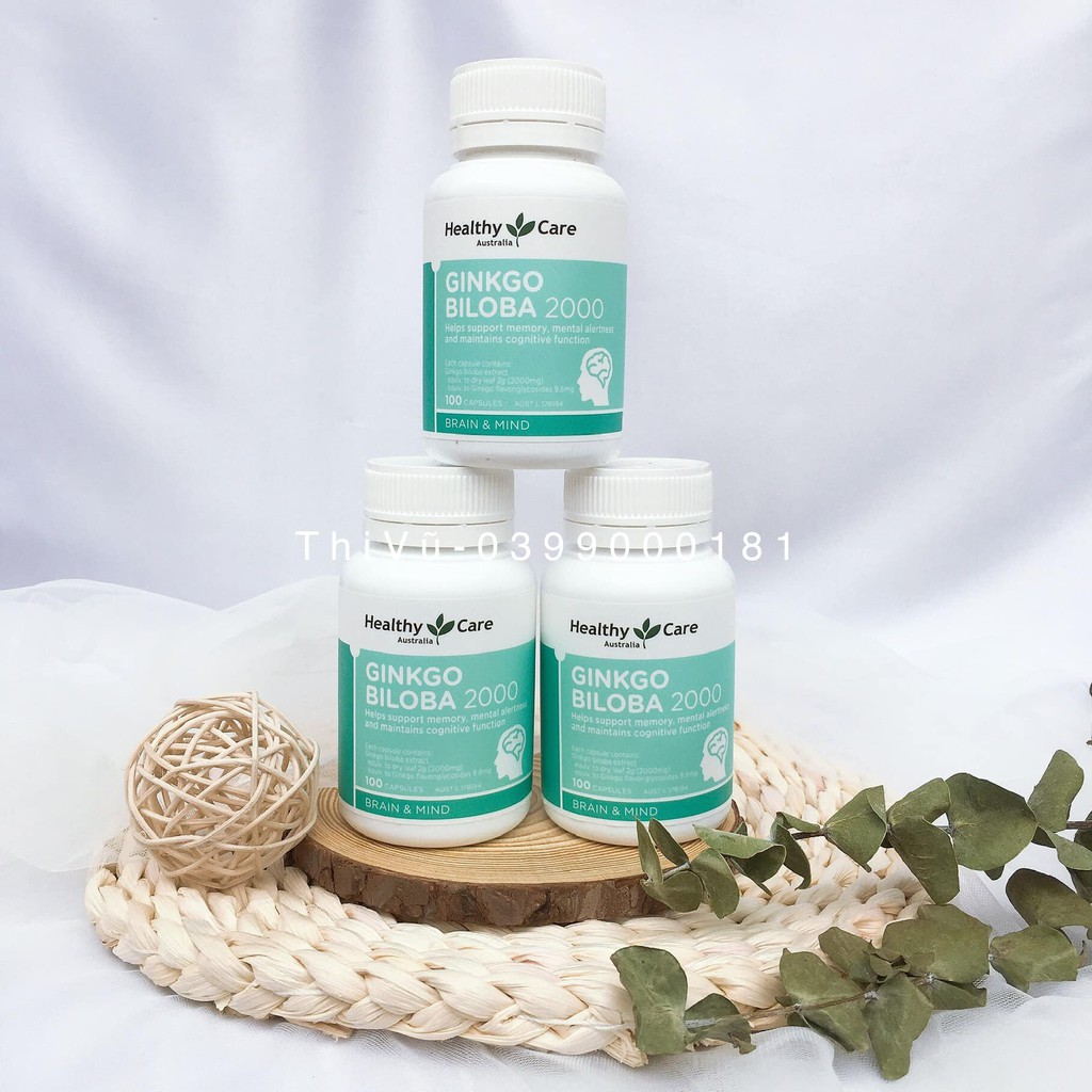 Viên uống Bổ não Ginkgo Biloba Healthy Care 2000mg - Thi Vũ | Thế Giới Skin Care
