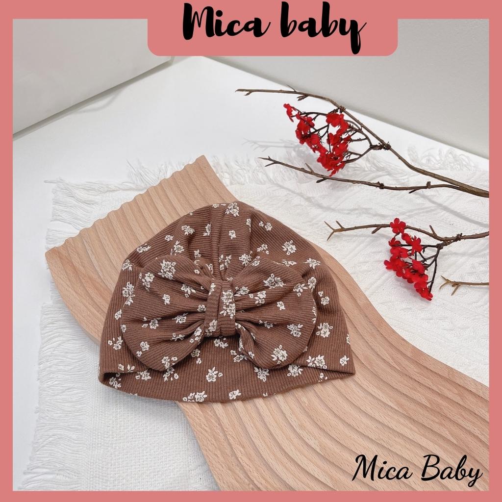 Mũ nón thắt nơ nâu đáng yêu cho bé từ 6-10kg Mica baby MTB73