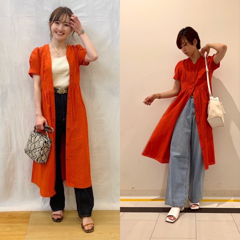 Đầm sơ mi thêu bởi cổ tim xinh xắn, dễ thương Vintage, mơ màng như nàng thơ của GU - Nhật