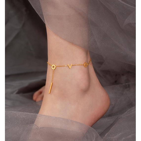 Lắc chân nữ titan LOVE O1-102 - CAM KẾT KHÔNG GỈ, KHÔNG BAY MÀU - BẢO HÀNH 12 THÁNG