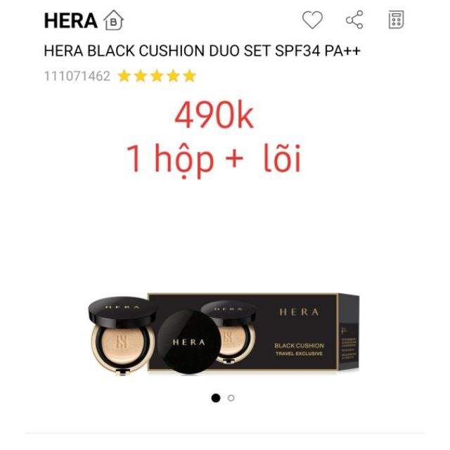 PHẤN NƯỚC HERA BLACK CUSHION (1 CASE + 2 LÕI)