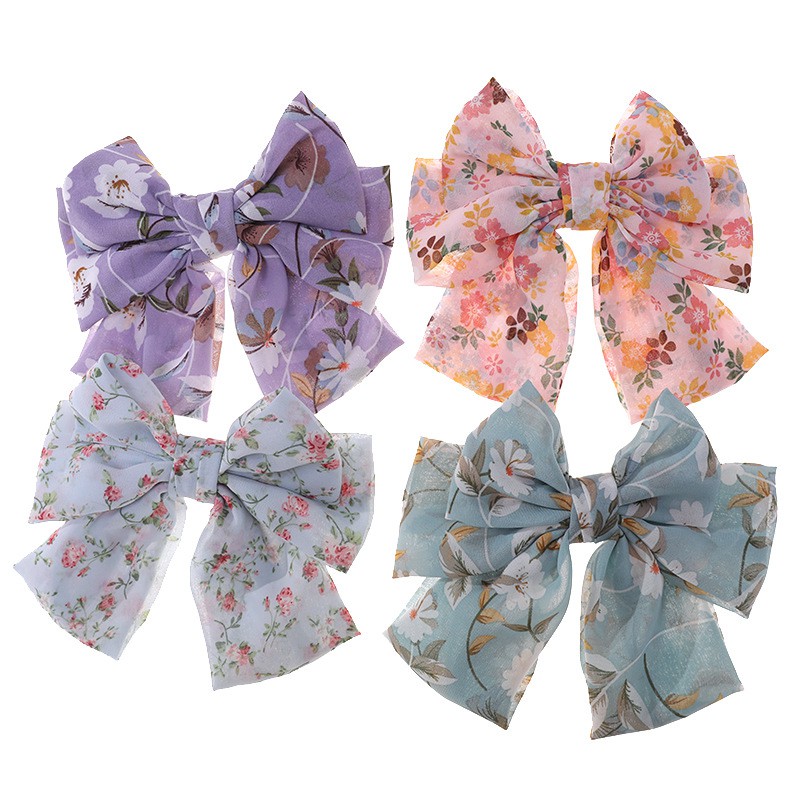 Kẹp Tóc Ba Lớp Họa Tiết Hoa / Bướm Thời Trang Mới Năm 2021