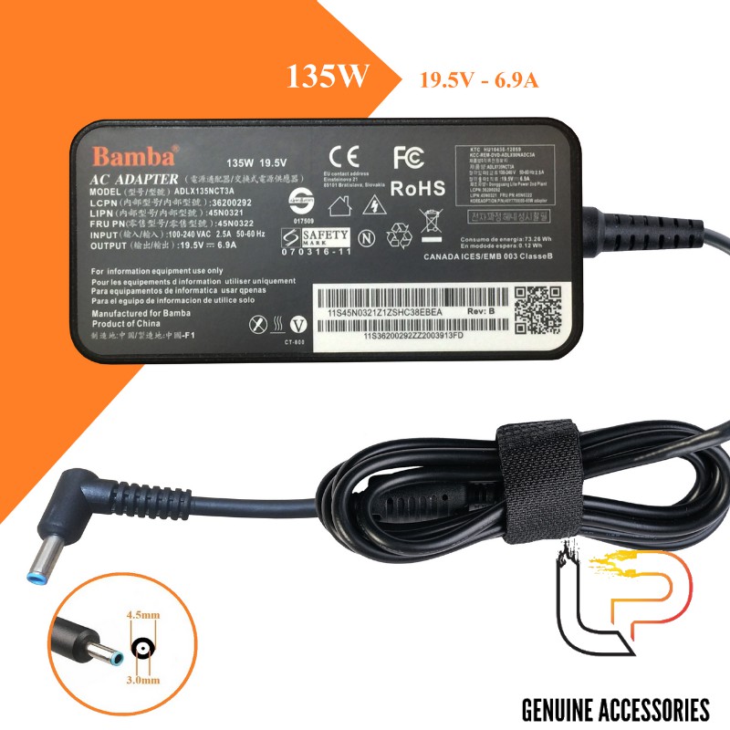 ADAPTER LAPTOP HP BAMBA SỬ DỤNG CHO LAPTOP HP 19.5V - 6.9A ĐẦU KIM NHỎ SLIM - BỘ SẠC LAPTOP HP 19.5V - 6.9A ĐẦU KIM NHỎ
