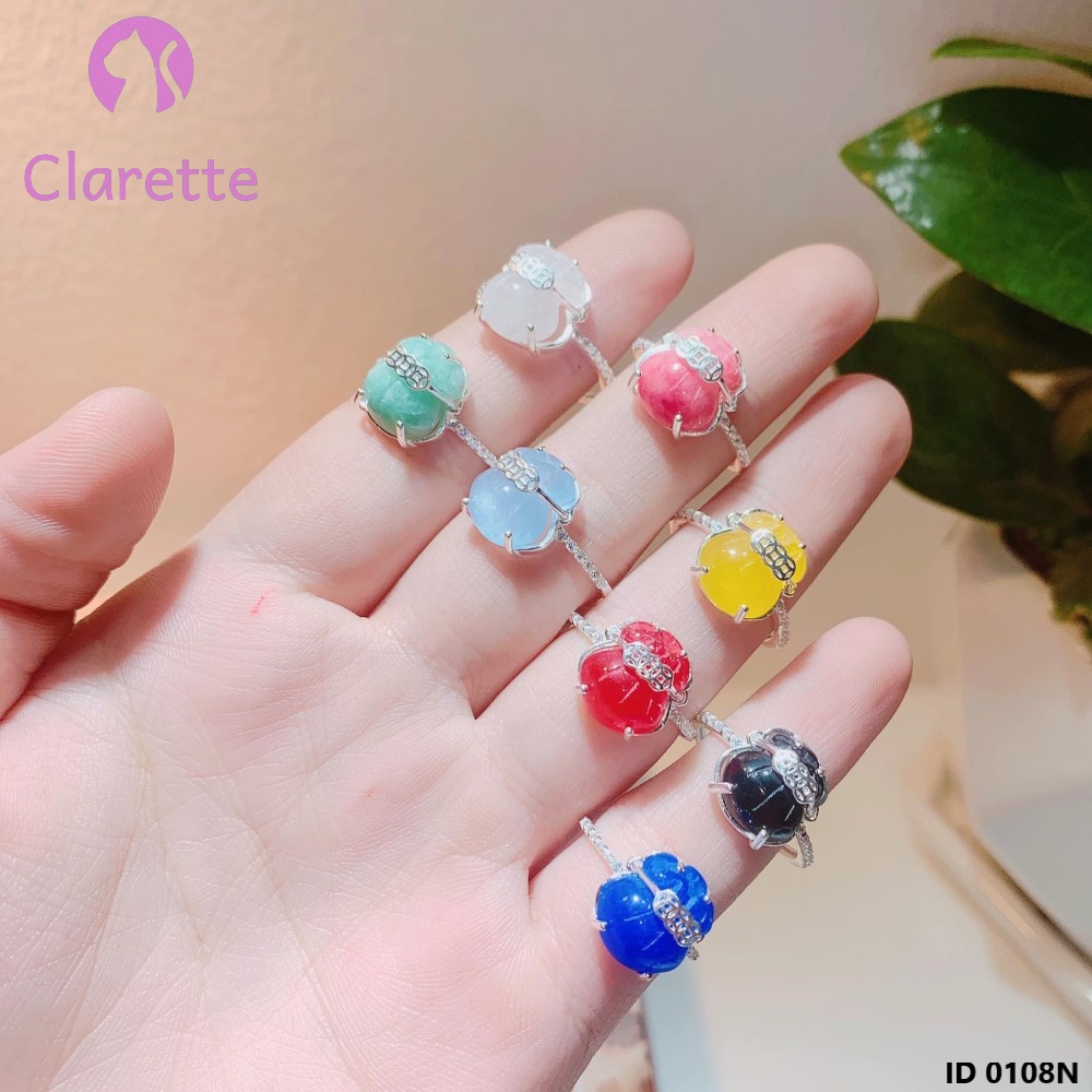 Nhẫn bạc hình túi tiiền đá phong thủy Clarette 0108N