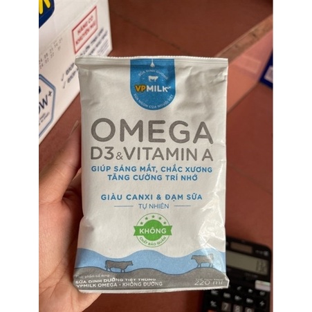 SỮA VPMILK OMEGA D3 &amp; VITAMIN A KHÔNG ĐƯỜNG 220ML.