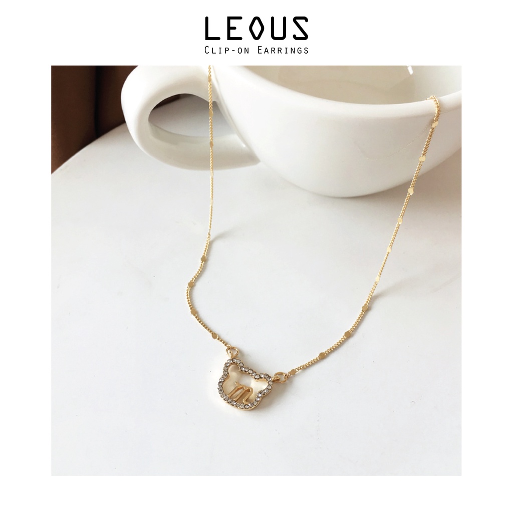 Dây chuyền nữ mạ vàng mặt gấu đính đá VC002 Leous Accessories