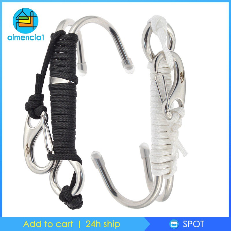 [ALMENCLA1] Diving Dual Reef Drift Hook Spiral Coil Strap Cord Stainless Steel