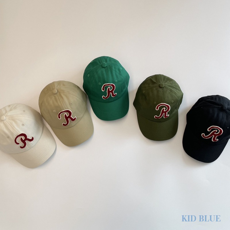 Mũ Lưỡi Trai Màu Trơn Thêu Chữ R Phong Cách Hàn Quốc Thời Trang Xuân Thu Cho Bé Trai