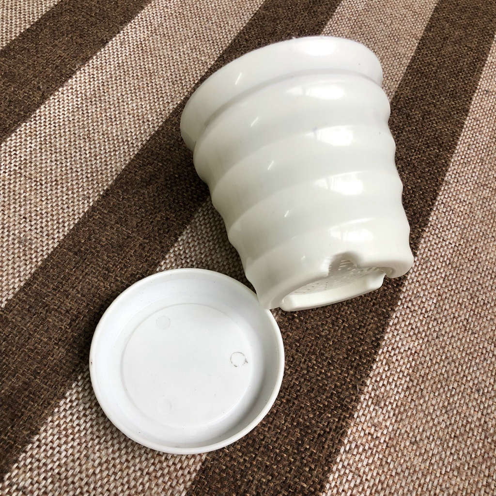 [9X8,8CM] CHẬU TRỒNG SEN ĐÁ HOA MINI ĐỂ BÀN CÓ ĐĨA LÓT BẰNG NHỰA NHIỀU MẦU