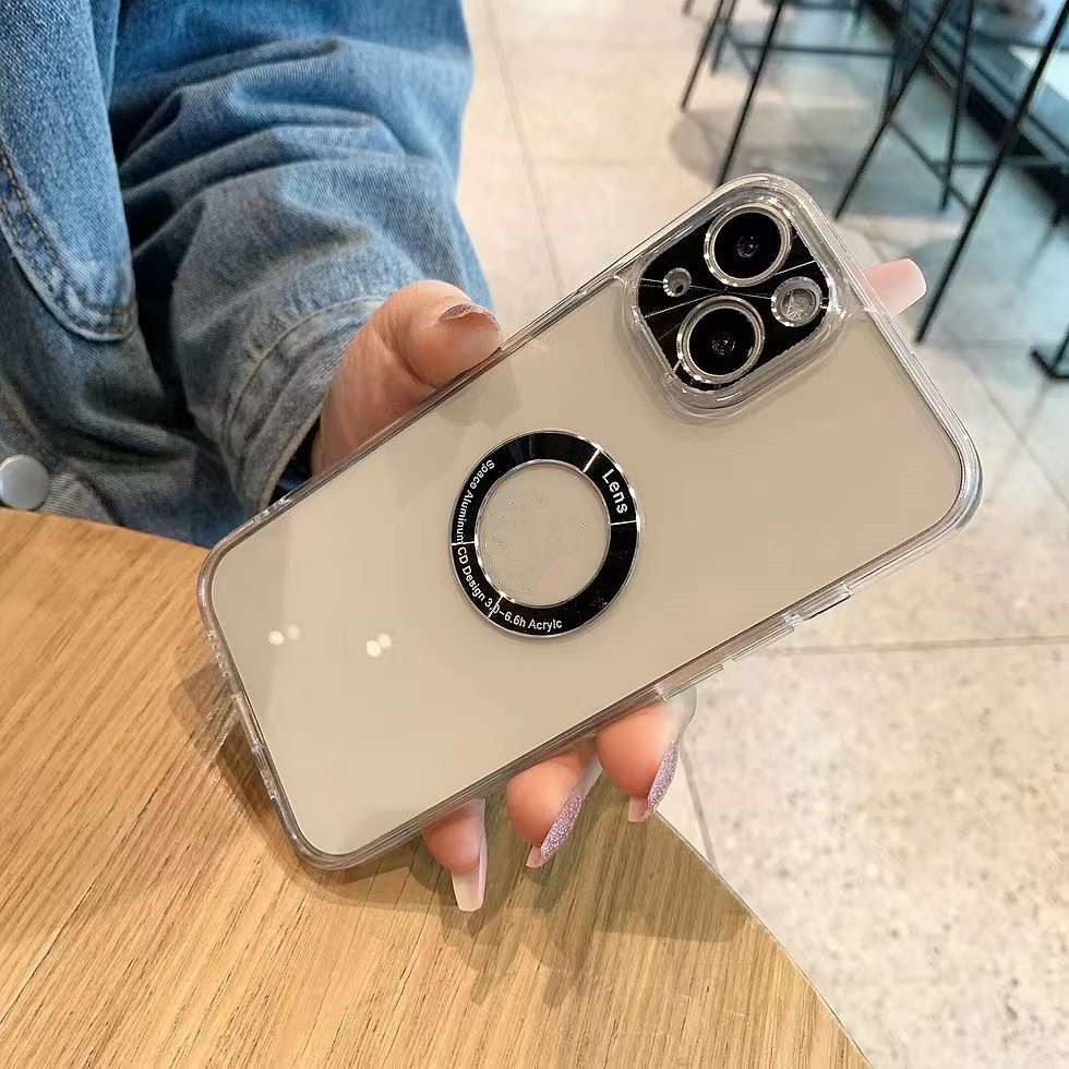 Ốp Điện Thoại Acrylic Trong Suốt Viền Kim Loại Sang Trọng Chống Rơi Cho IP 7 8 PLUS X XS MAX 11 12 13 PRO MAX