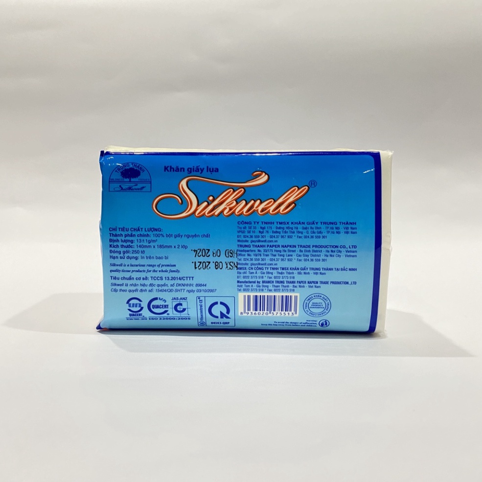 Combo Sốc 30 gói Giấy ăn Silkwell xanh 250 tờ khổ 140 du lịch tiện dụng, khăn giấy rút lụa siêu mềm mịn