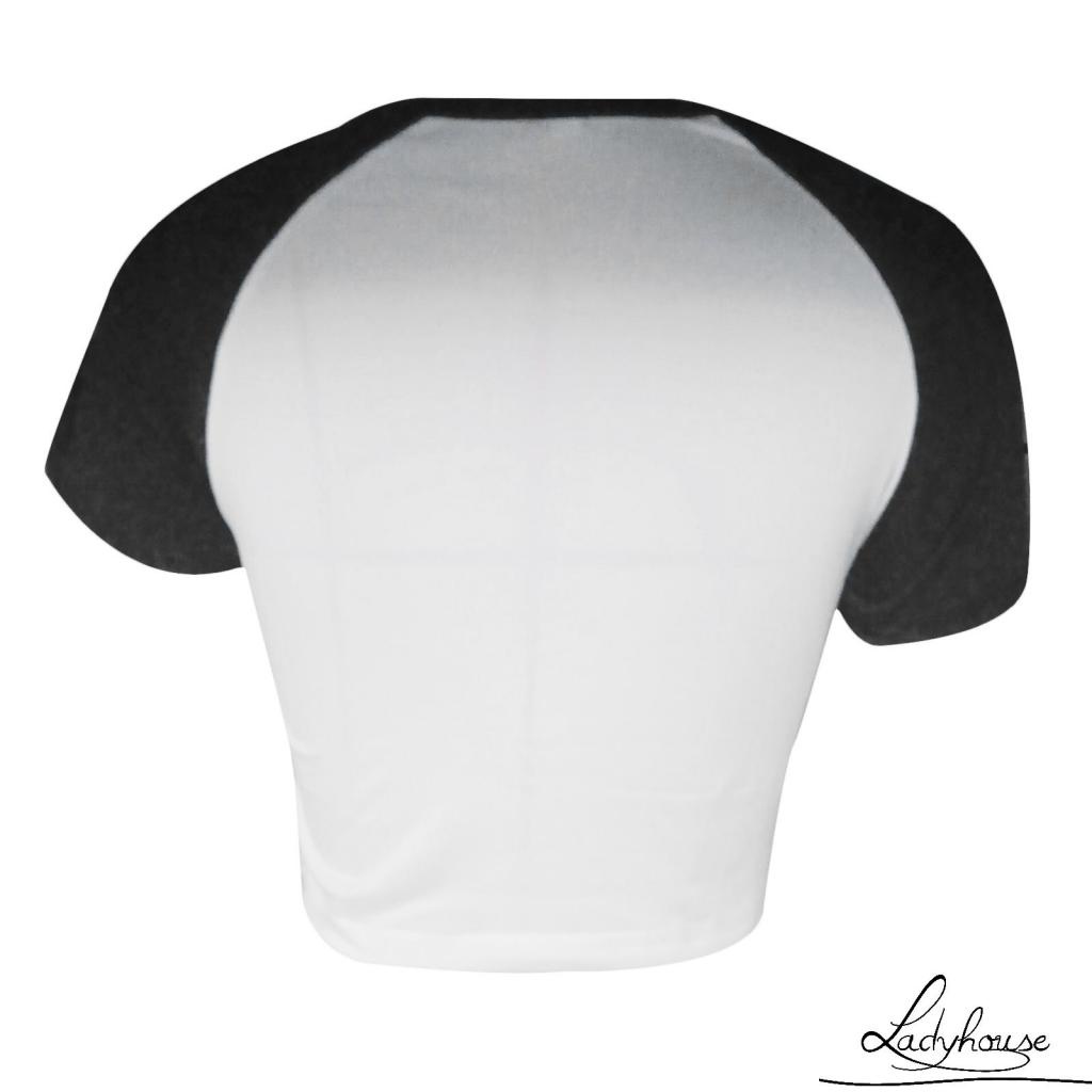 Áo Thun Crop Top Tay Ngắn Cổ Tròn In Chữ Và Ngôi Sao Màu Tương Phản Thời Trang Mùa Hè Cho Nữ