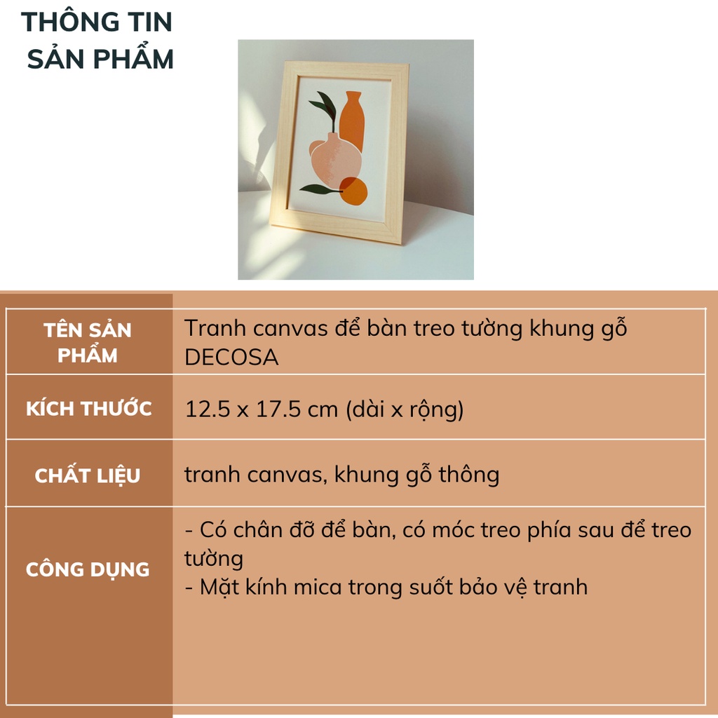 [Mã LIFEXANH03 giảm 10% đơn 500K] Tranh canvas để bàn treo tường khung gỗ DECOSA