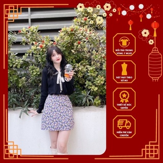 Chân váy hoa tím dáng A 6SIX closet