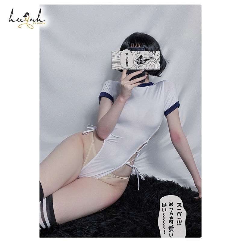 Đồ Ngủ Liền Thân Bodysuit Trơn Dây Rút Có Khuy Đũng Sexy - B31