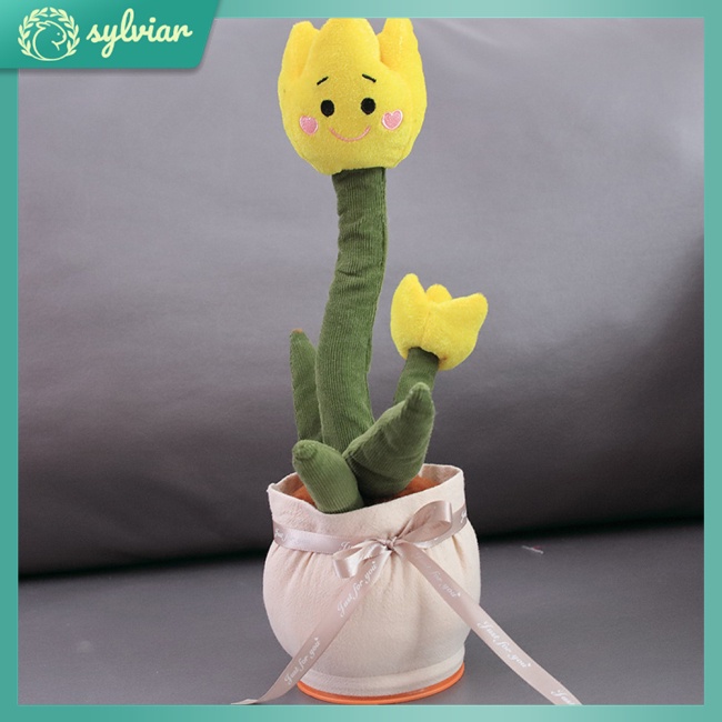 [sylviar] Chậu Hoa Tulip Nhồi Bông Nhảy Múa Phát Sáng Nhiều Màu Sắc