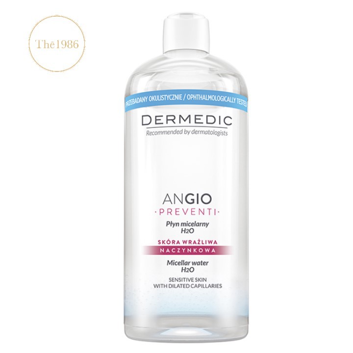 Nước rửa mặt, tẩy trang dành cho da giãn mao mạch Dermedic Angio Preventi micellar water H2O 500ml