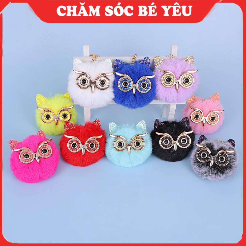 Móc Khóa Cute Giá Rẻ - Móc Khóa Cục Bông Hình Cú Mèo