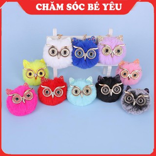 Móc Khóa Cute Giá Rẻ - Móc Khóa Cục Bông Hình Cú Mèo