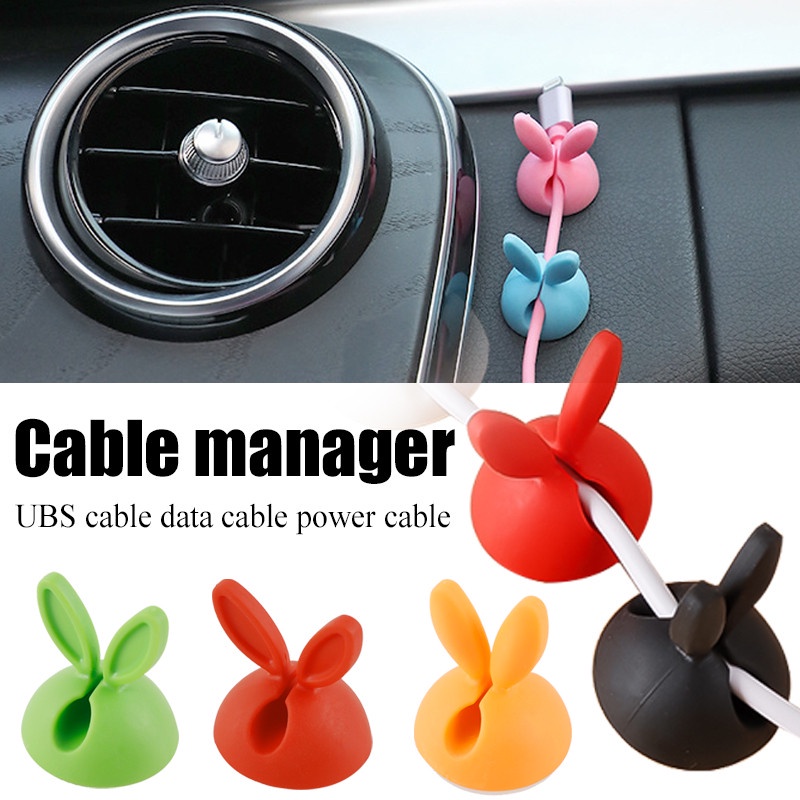 1 Dụng Cụ Cố Định Dây Cáp Tai Nghe Hình Tai Thỏ Dễ Thương
