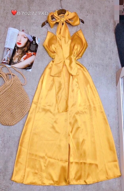 Đầm maxi phi vàng | BigBuy360 - bigbuy360.vn