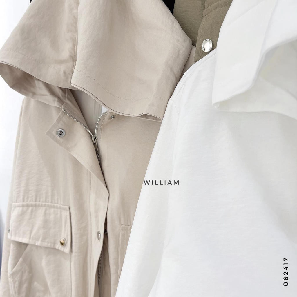 Áo khoác nón rút eo nút bấm 8809