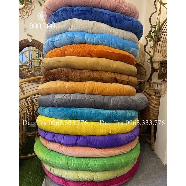 Nệm 1M2 Cho Ghế Mây Papasan 1M Truyền Thống, Nệm Nhung Cao Cấp, Nệm Nhung Cho Ghế Tròn Giá Rẻ, Nội Thất Mây Tre ĐAN TRÀ